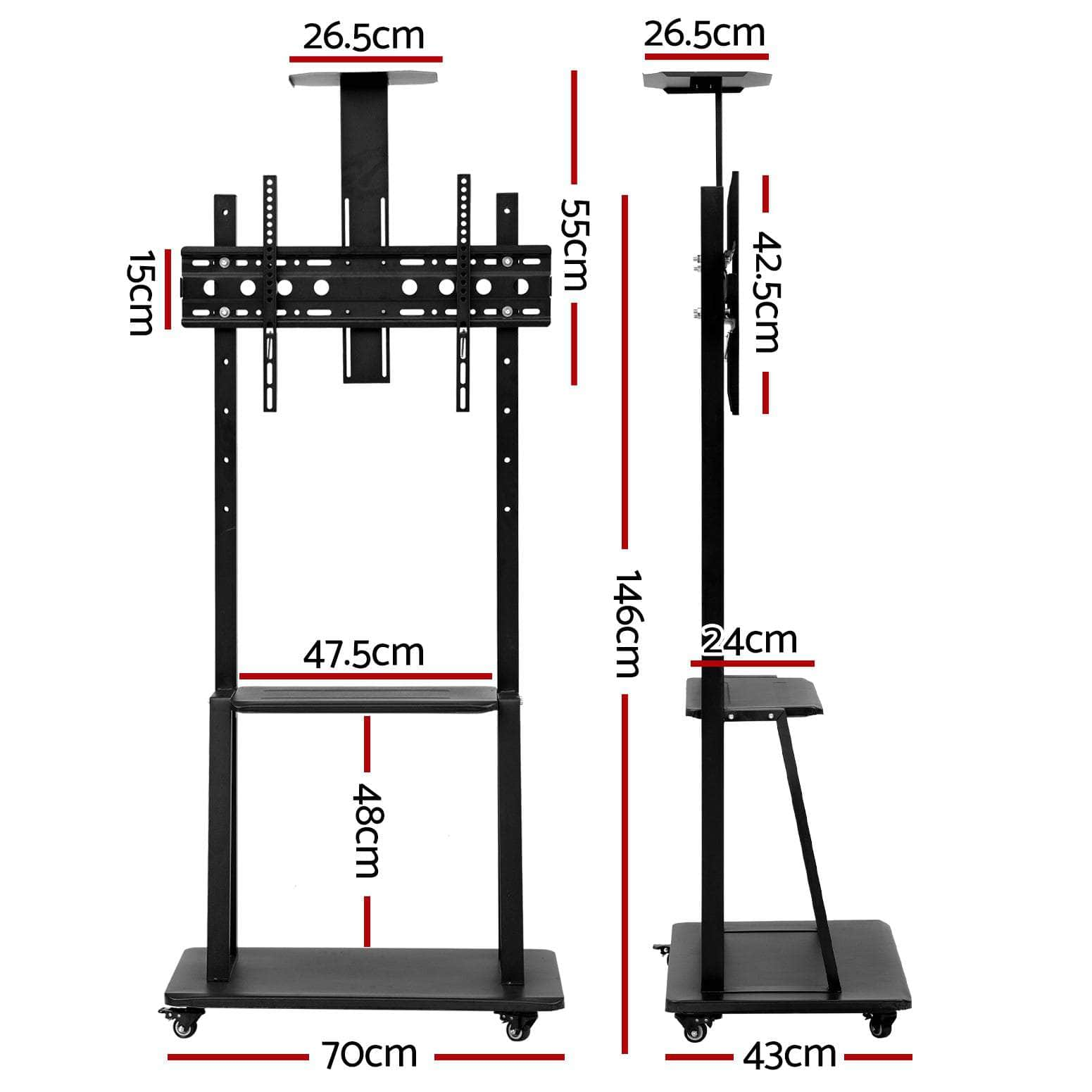 Mobile Tv Stand For 32"-75" Tvs