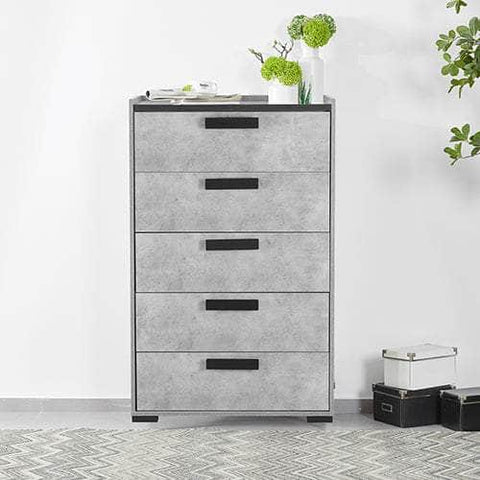 Modern Dressing Chest with 6 Drawers - Black & Cement