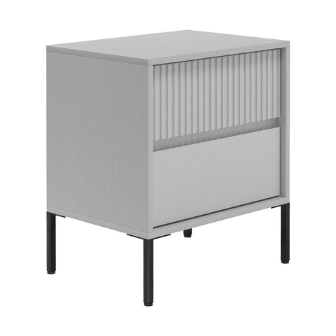 Modern Grey Fluted Drawer Bedside Table with Sleek Storage Design