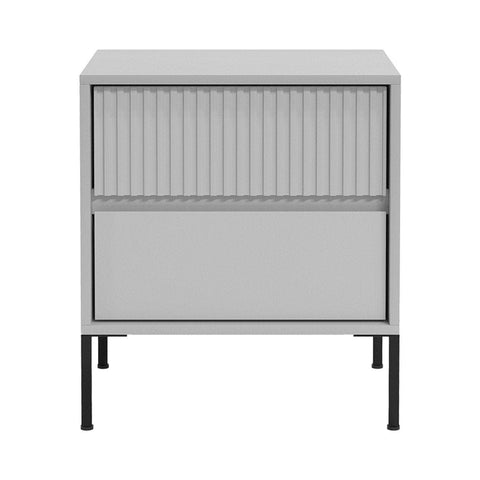 Modern Grey Fluted Drawer Bedside Table with Sleek Storage Design