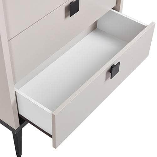 Modern Tallboy with 5 Drawers - Champagne & Black