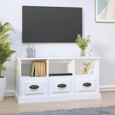 Modern White Engineered Wood TV Cabinet