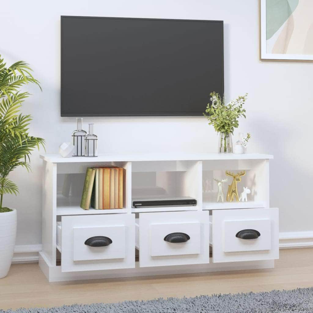 Modern White Engineered Wood TV Cabinet