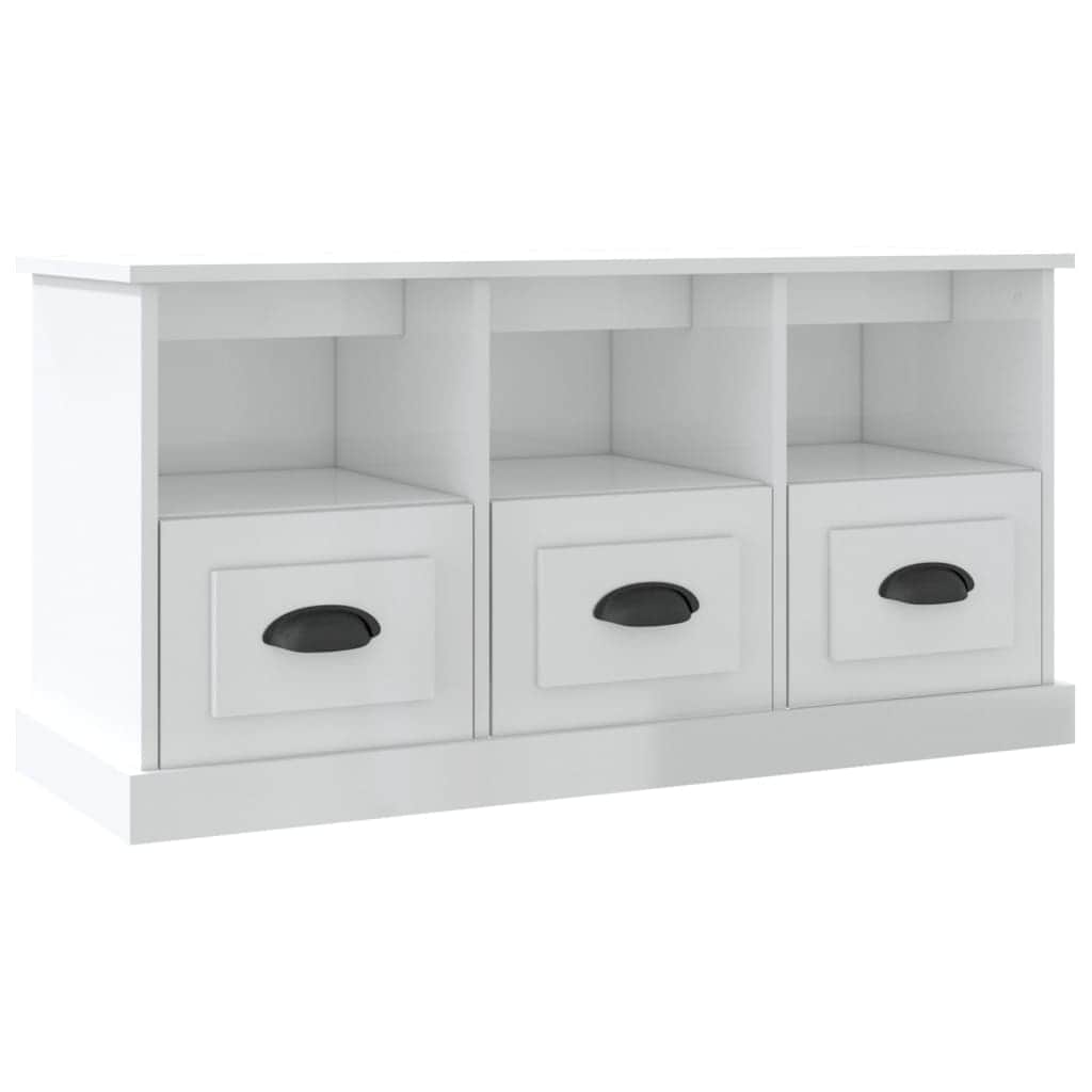 Modern White Engineered Wood TV Cabinet