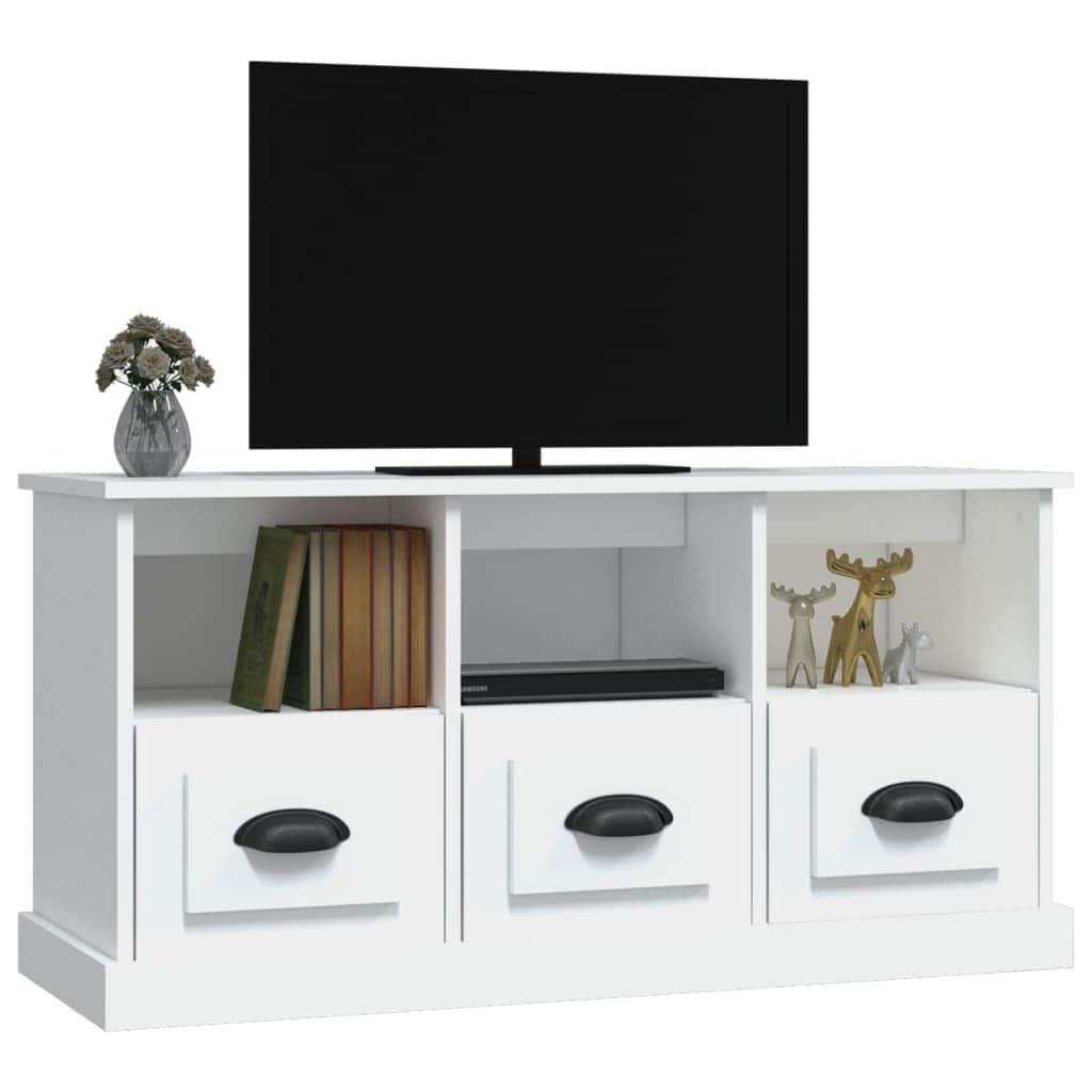 Modern White Engineered Wood TV Cabinet