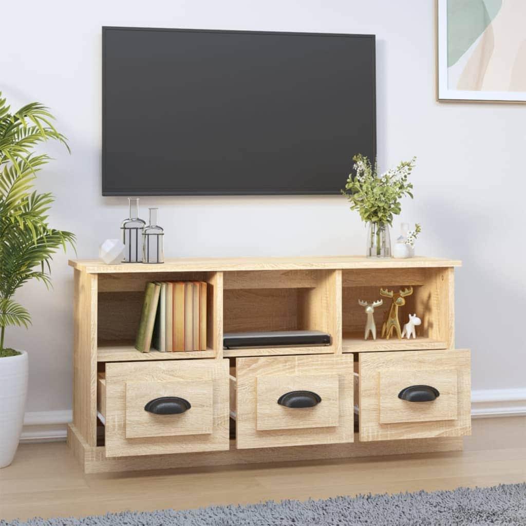 Modern White Engineered Wood TV Cabinet