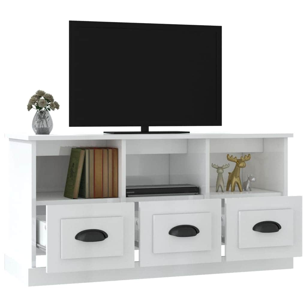 Modern White Engineered Wood TV Cabinet