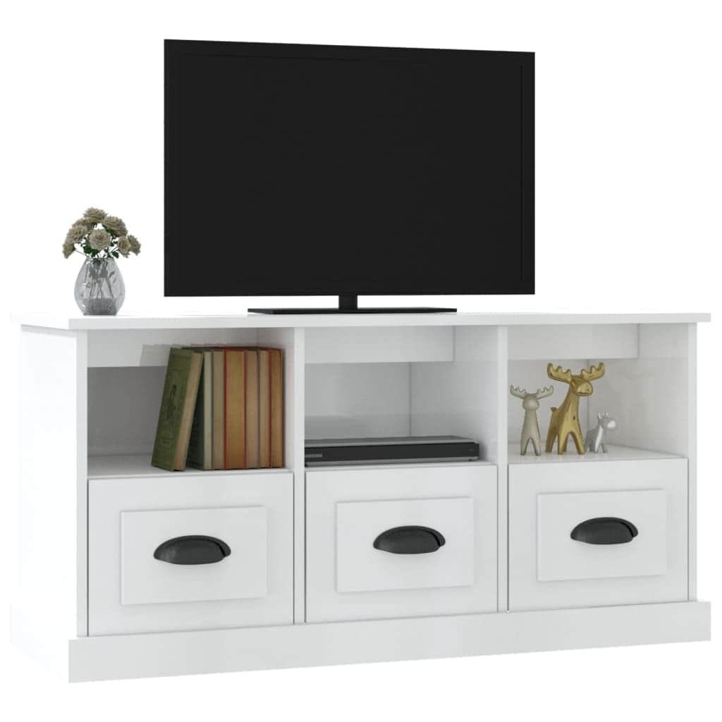 Modern White Engineered Wood TV Cabinet