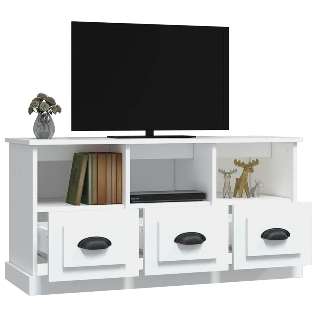 Modern White Engineered Wood TV Cabinet