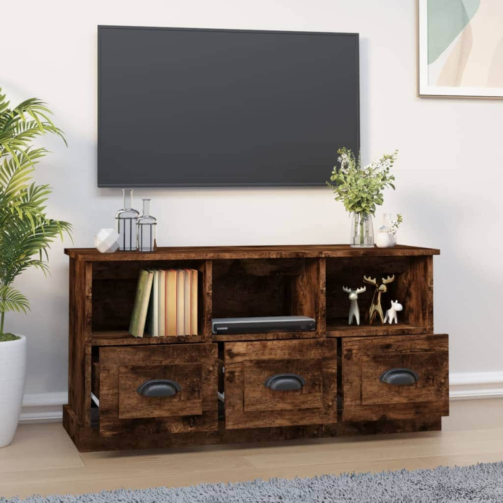 Modern White Engineered Wood TV Cabinet