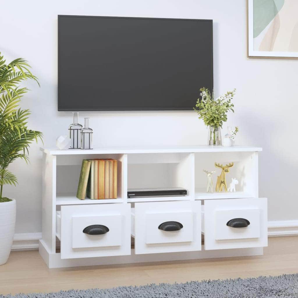 Modern White Engineered Wood TV Cabinet