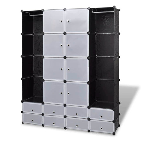 Modular Cabinet 18 Compartments Black and White