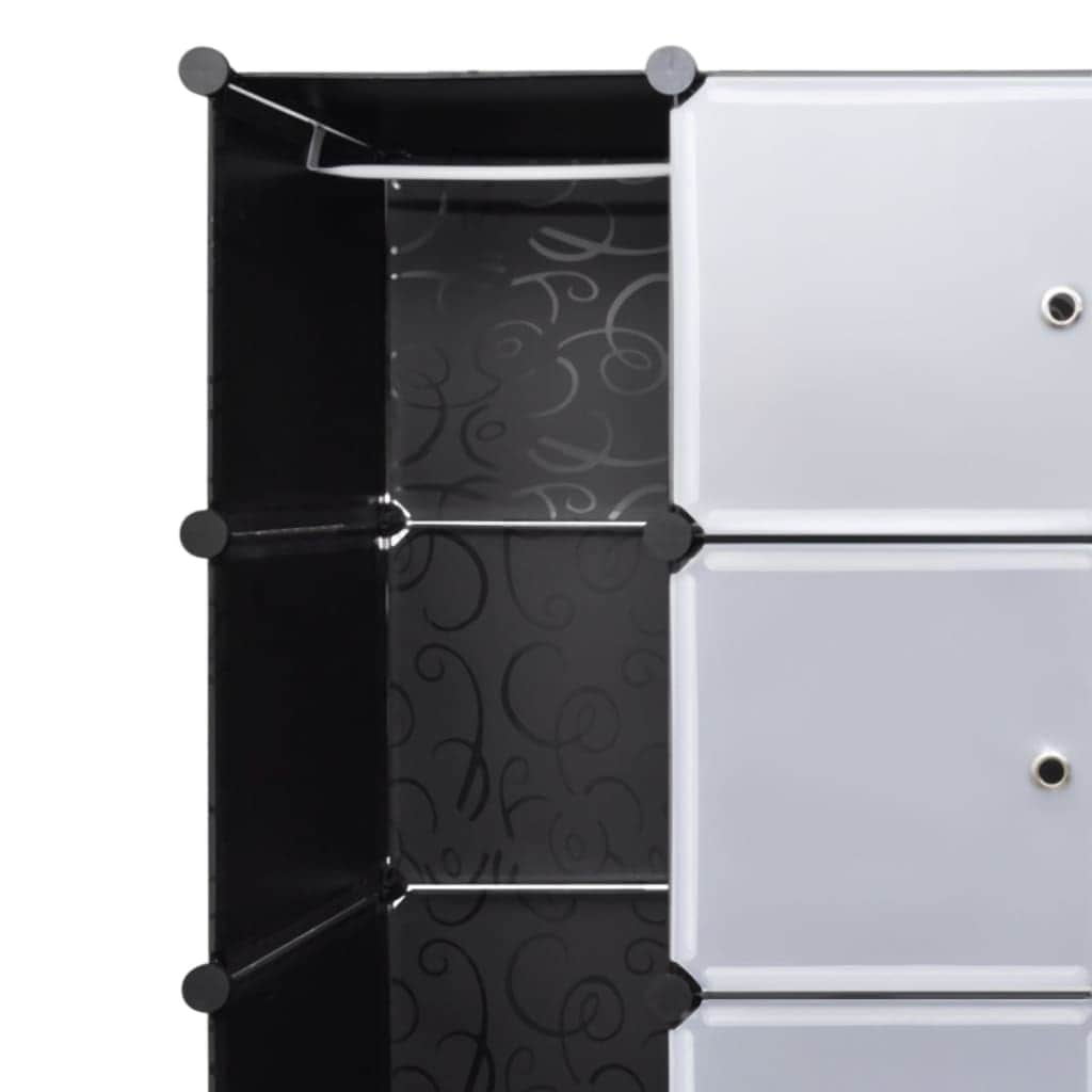 Modular Cabinet 18 Compartments Black and White