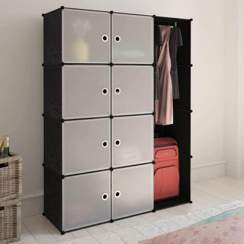 Modular Cabinet with 9 Compartments Black and White