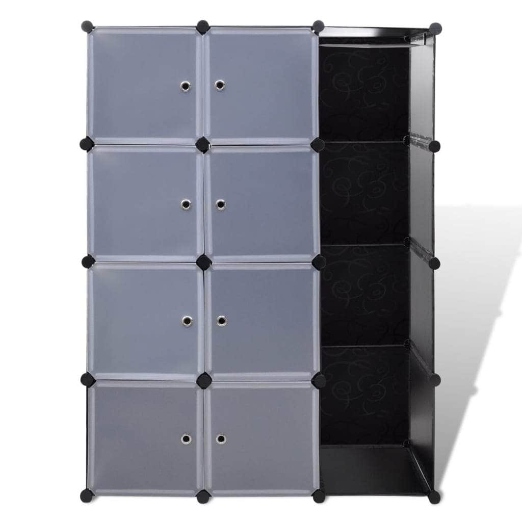 Modular Cabinet with 9 Compartments Black and White