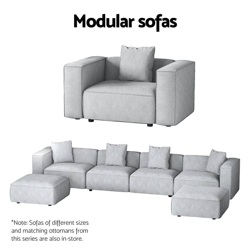 Modular Sofa Chaise Set 4/5/6-Seater Grey