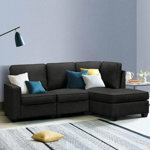 Modular Sofa Chaise Set 4-Seater Dark Grey