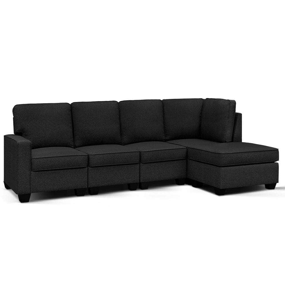 Modular Sofa Chaise Set 5-Seater Dark Grey