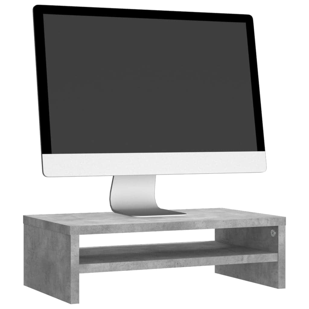 Monitor Stand Concrete Grey Chipboard