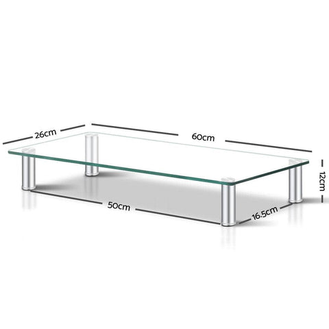 Artiss Monitor Riser with Adjustable Height & Glass Display Shelf