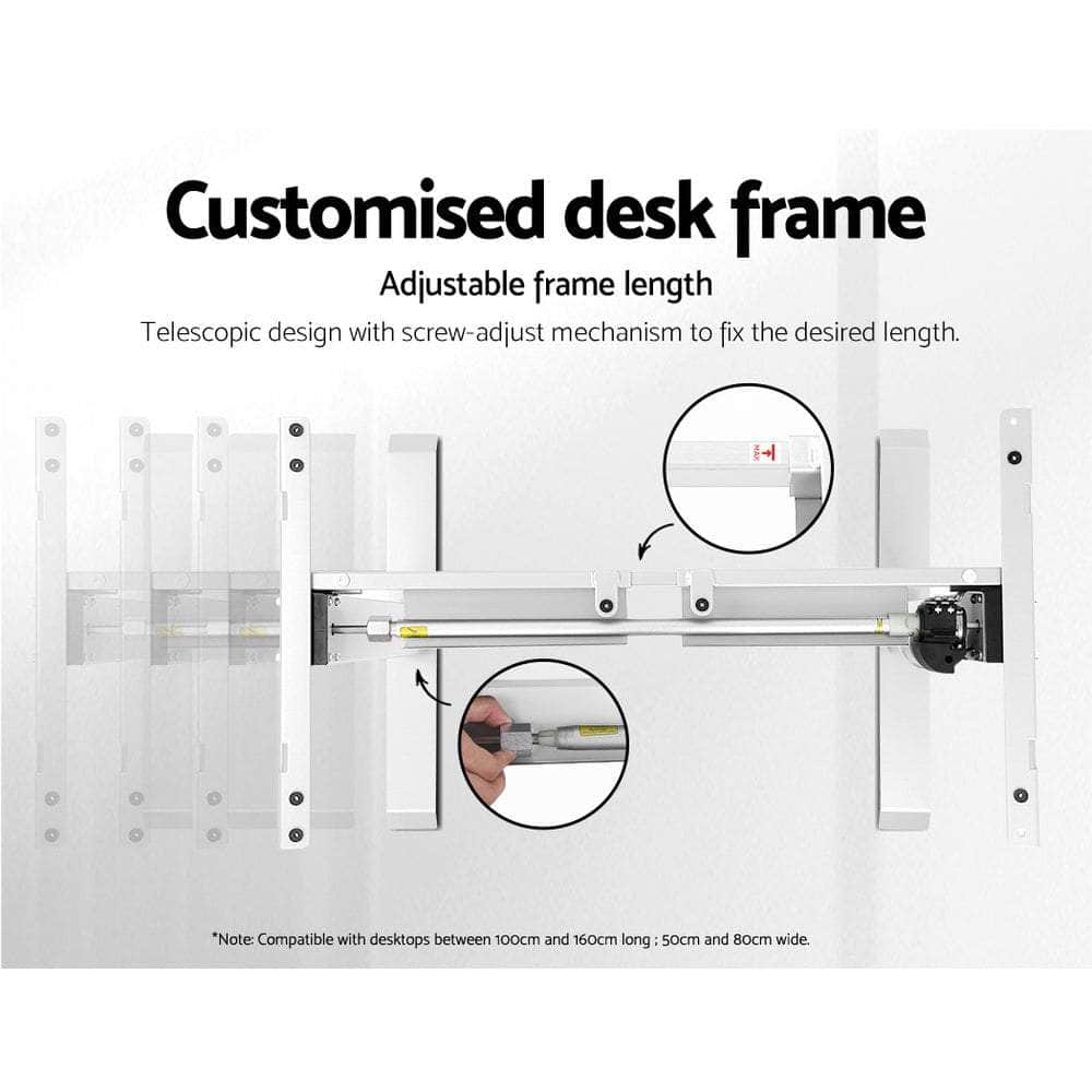 Motorised Adjustable Desk Frame White