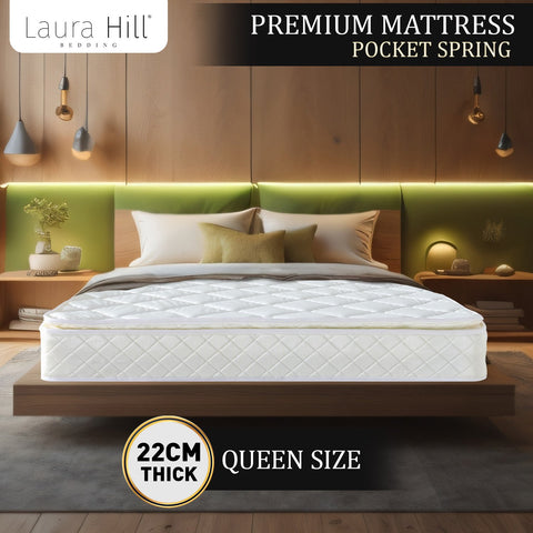 Pillow Top Pocket Spring 22in Mattress - Queen