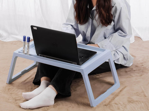 Multifunction Laptop Bed Desk With Foldable Legs For Home Office (Blue)