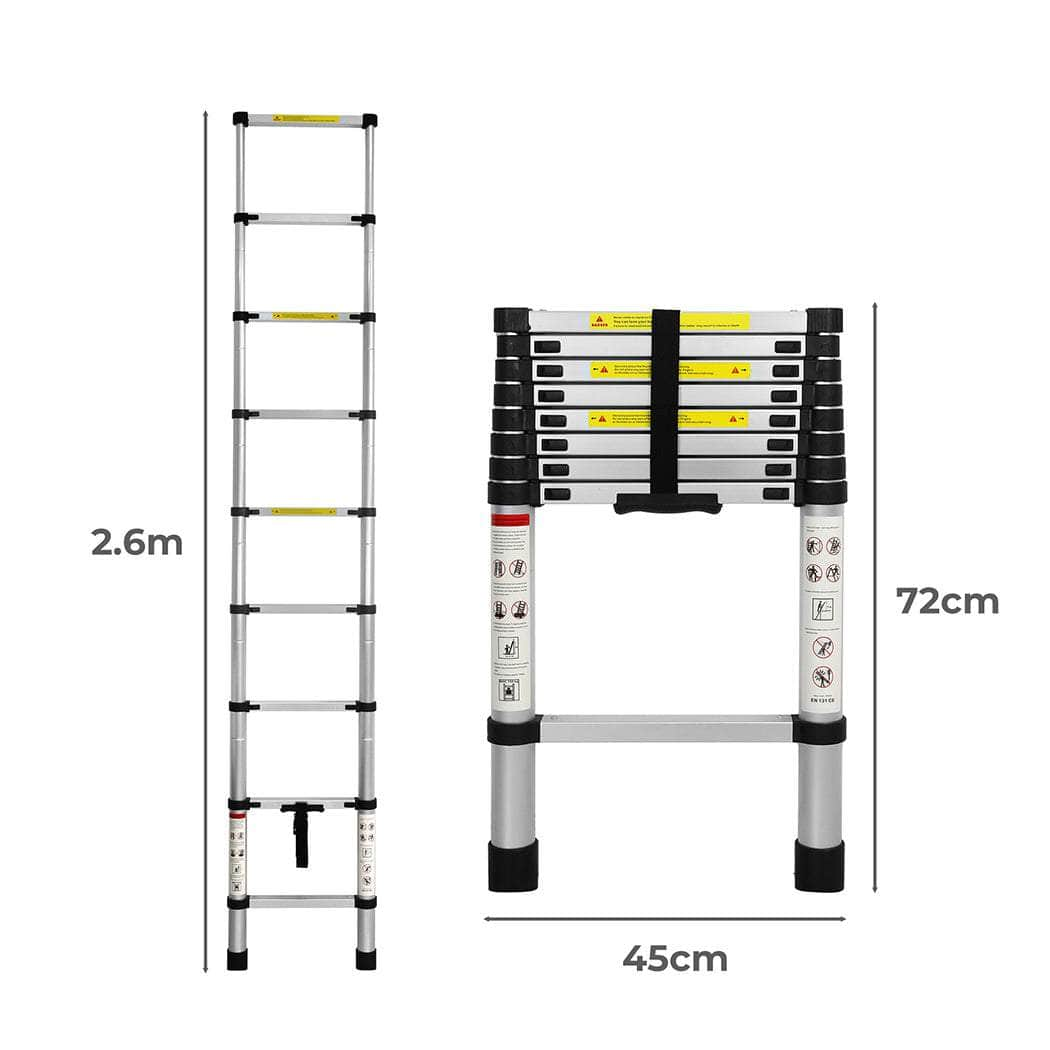 Multipurpose Ladder Telescopic 2.6M Silver