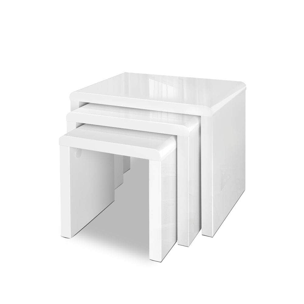 Nesting Coffee Table Set Of 3 Glossy White