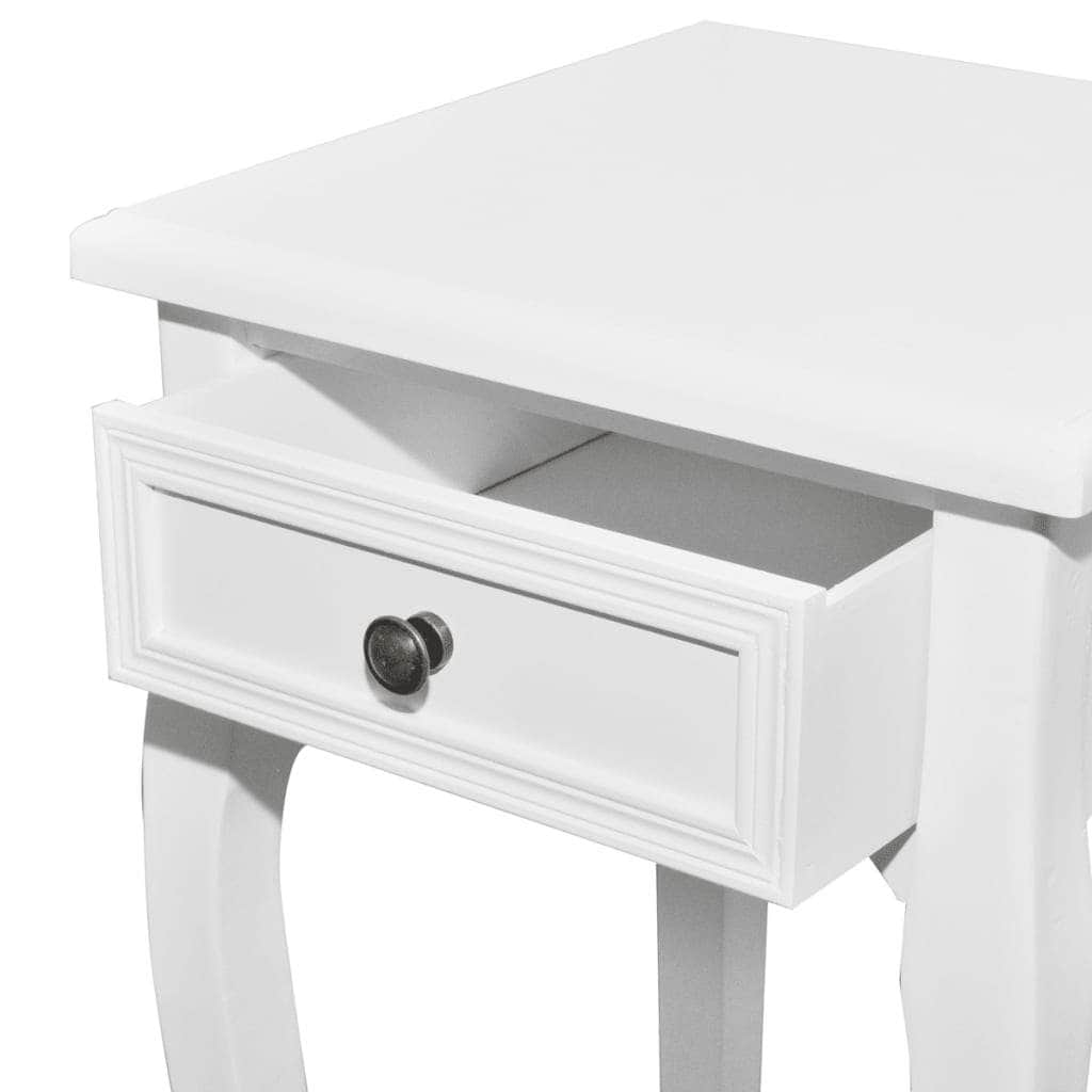 Nesting Side Table Set 2 Pieces With Drawer White