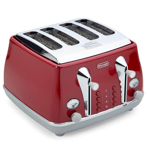 NEW Delonghi Icona Capitals 4 Slice Toaster CTOC4003 T. Red