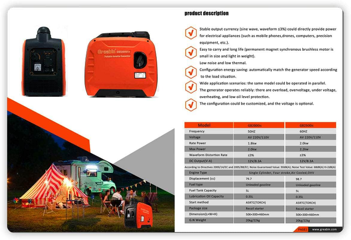 NEW Gentrax Inverter Generator 2KW Max 1.8KW Rated Pure Sine Portable Camping