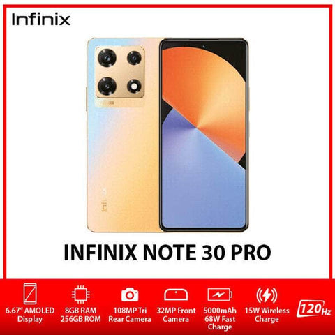 NEW Infinix Note 30 Pro Dual SIM AU Stock Android Mobile Phone – Gold/8Gb+256Gb