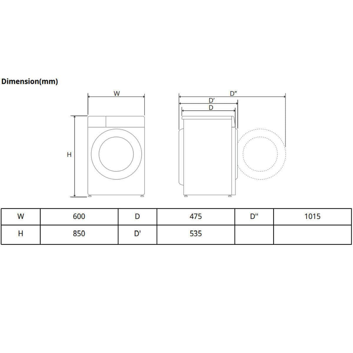 NEW LG 8Kg Front Load Washing Machine WV5-1208W