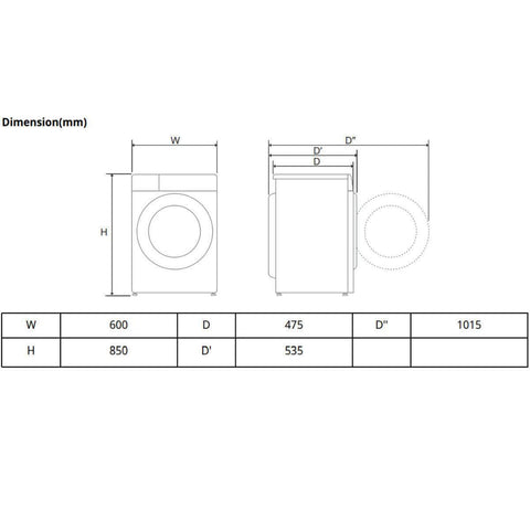 NEW LG 8Kg Front Load Washing Machine WV5-1208W