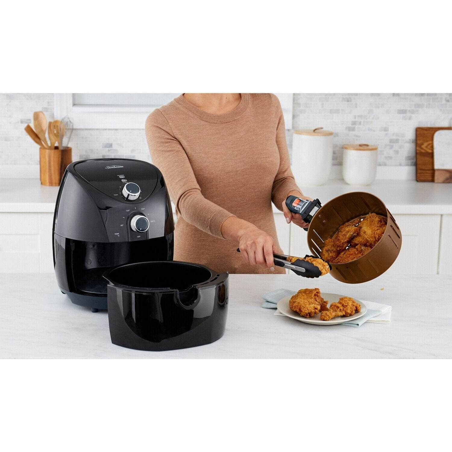 NEW Sunbeam Copper Infused Duraceramic Air Fryer Black 3L