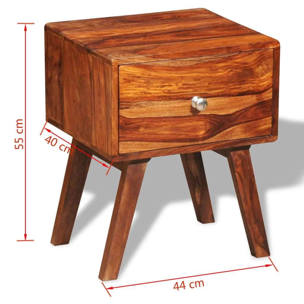 Nightstand 2 Pcs With 1 Drawer 55 Cm Solid Sheesham Wood