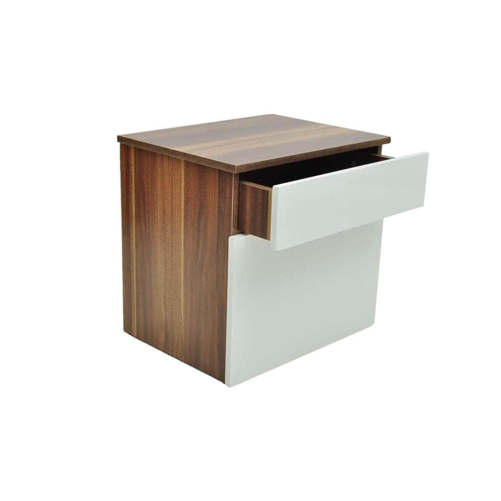 Nightstand 2 Pcs With One-Drawer Brown And White