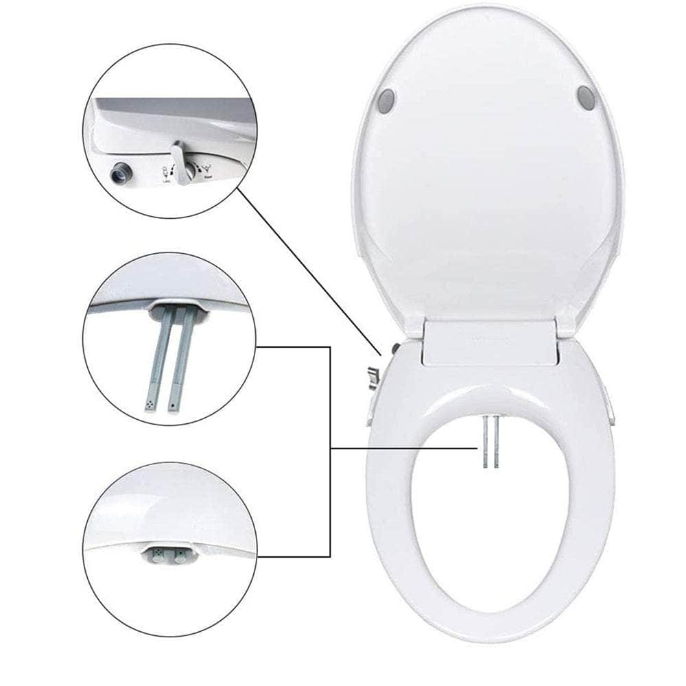 Non-Electric Bidet Toilet Seat Cover With Dual Nozzle Spray