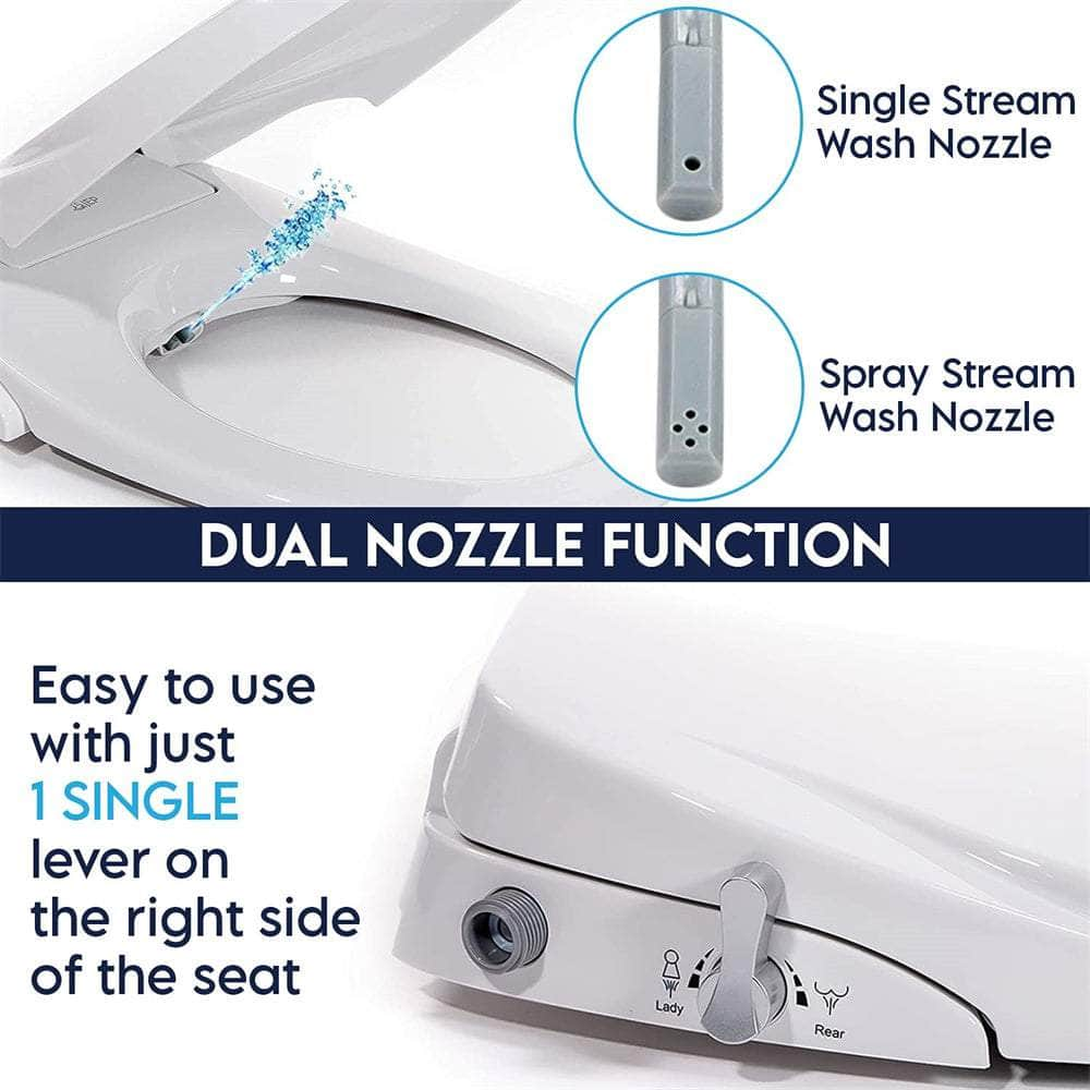 Non-Electric Bidet Toilet Seat Cover With Dual Nozzle Spray