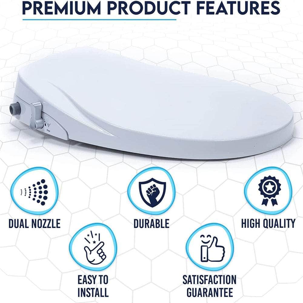 Non-Electric Bidet Toilet Seat Cover With Dual Nozzle Spray