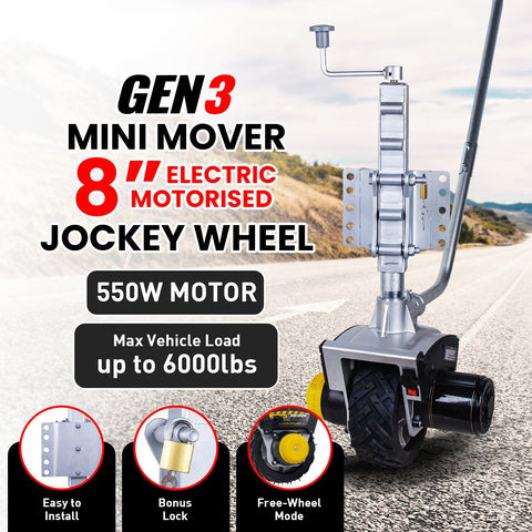 Gen3 Mini Mover 12V 550W Electric Motorised Jockey Wheel Silver