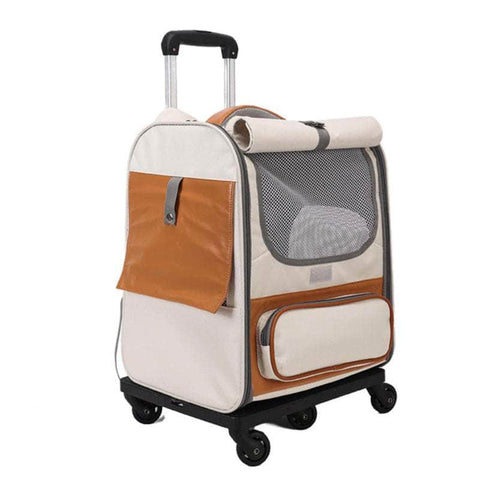 Off-white Large Capacity Breathable Foldable Pet Trolley