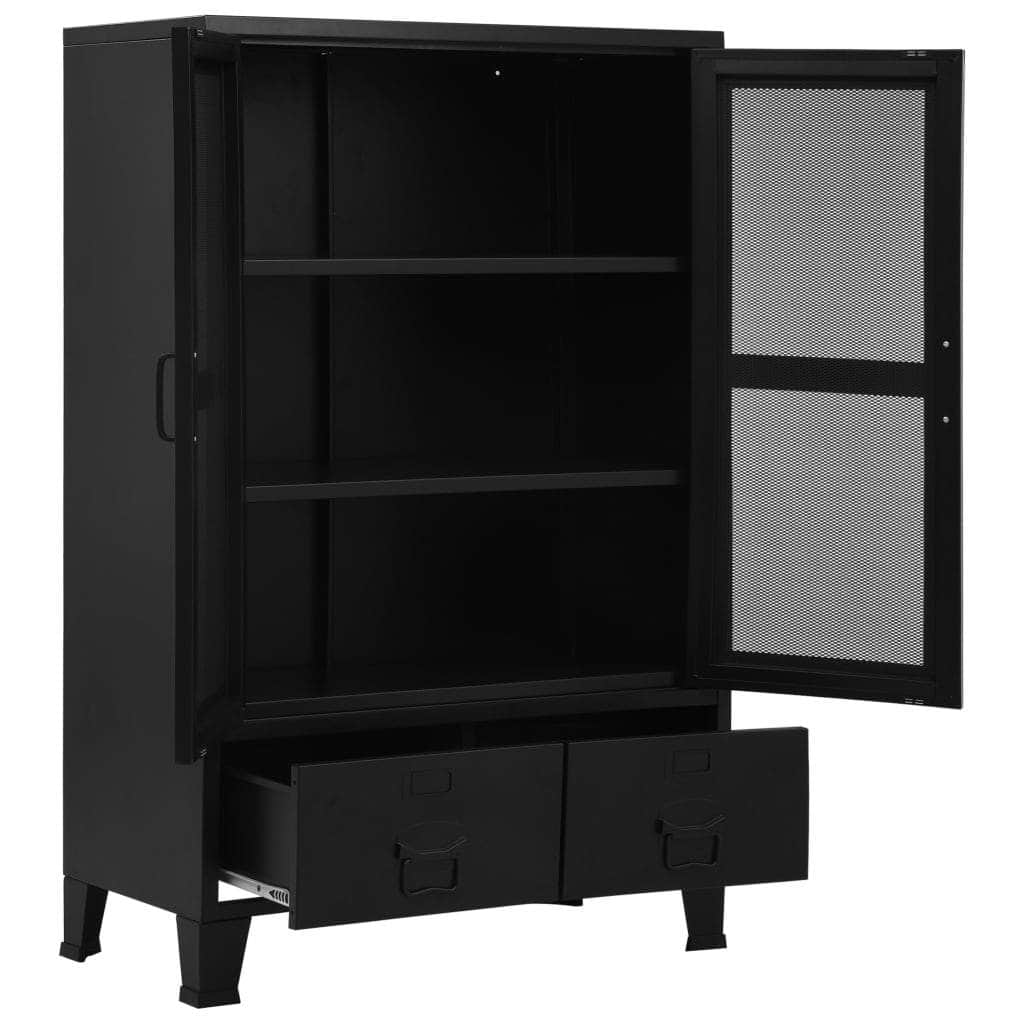 Office Cabinet with esh Doors Industrial Black Steel