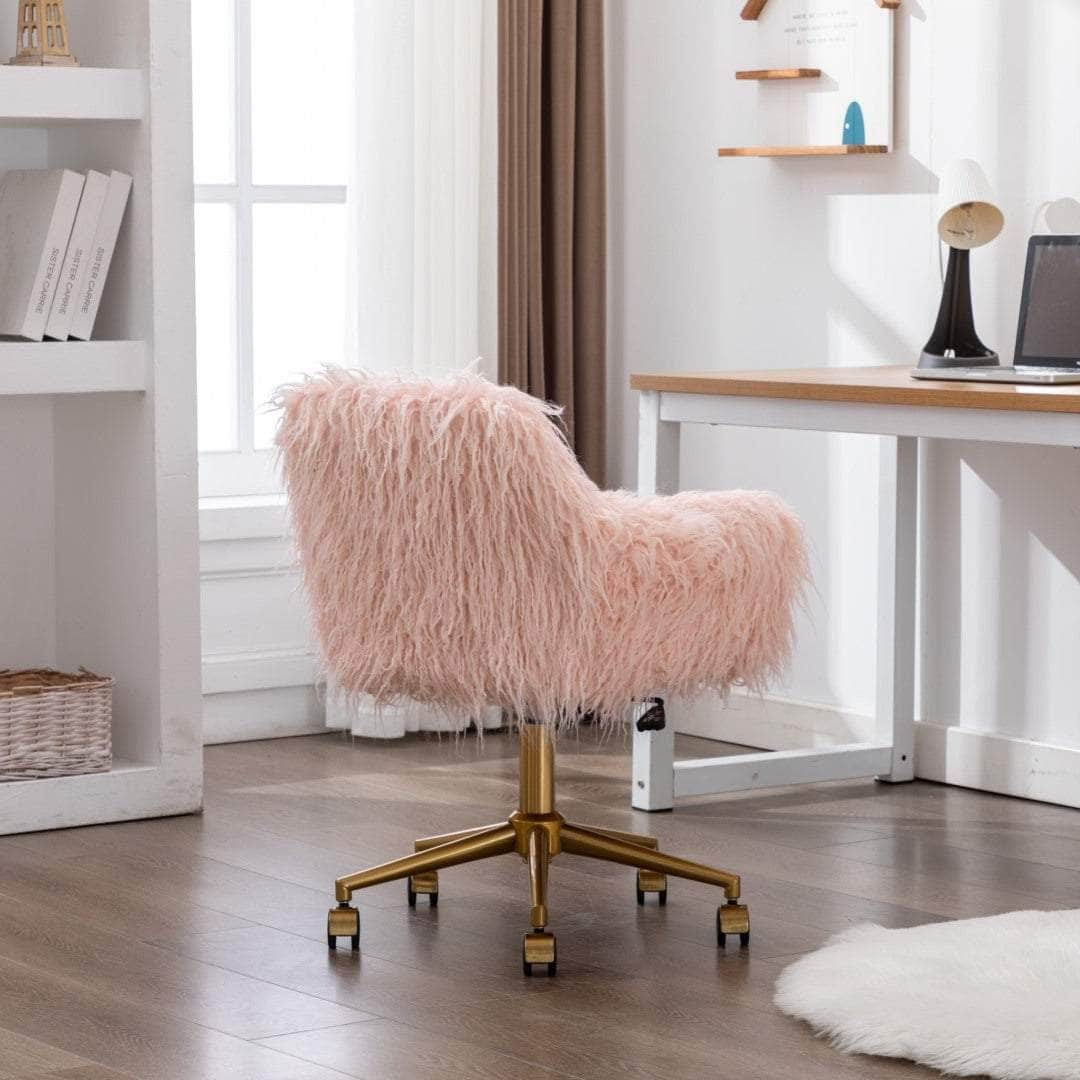 Office Chair Fur Modern Swivel Desk Chair For Women And Girls-Pink