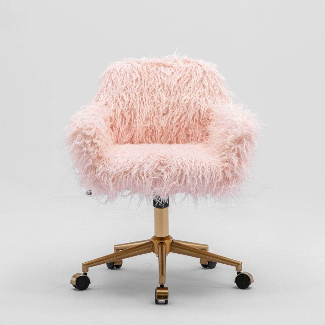 Office Chair Fur Modern Swivel Desk Chair For Women And Girls-Pink