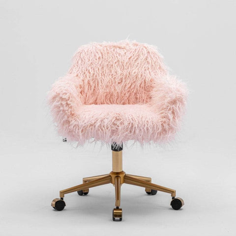 Office Chair Fur Modern Swivel Desk Chair For Women And Girls-Pink