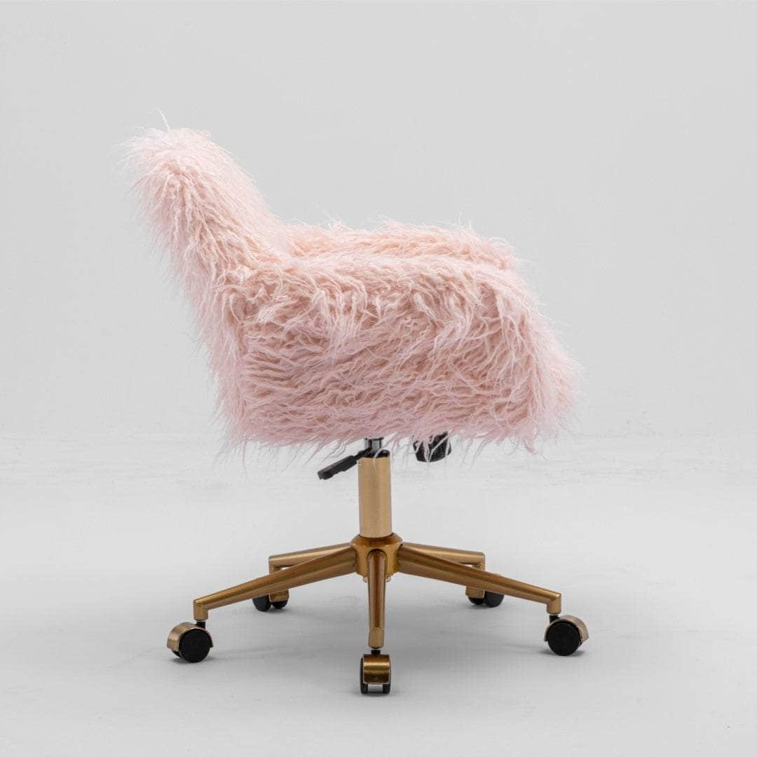 Office Chair Fur Modern Swivel Desk Chair For Women And Girls-Pink