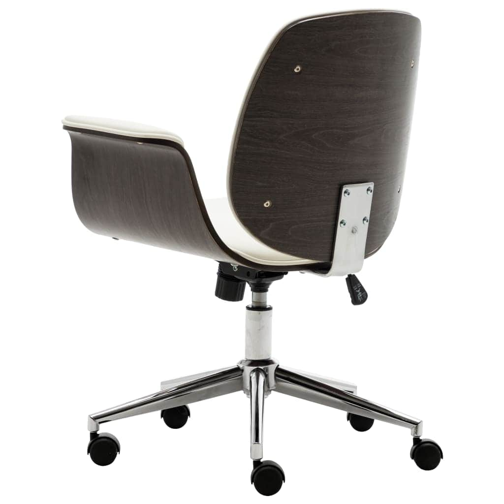 Office Chair White Bent Wood and Leather