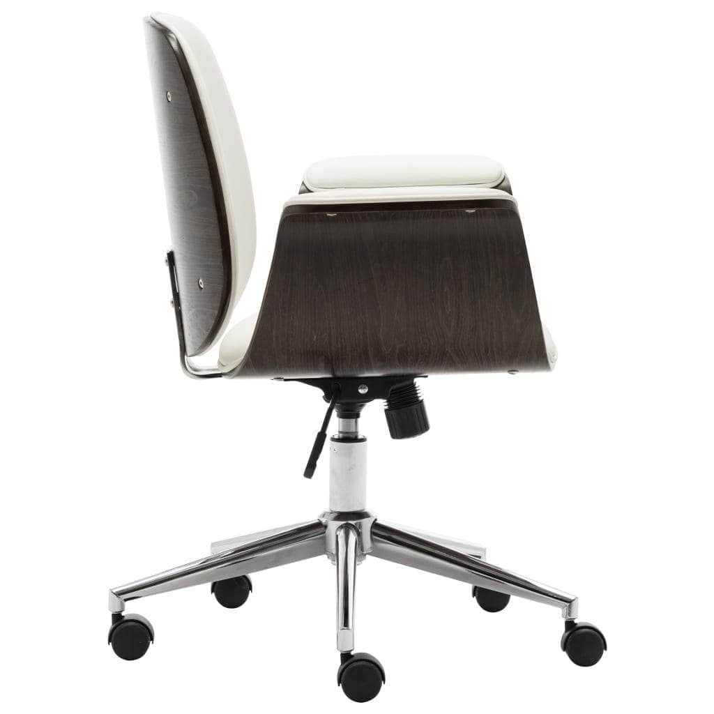 Office Chair White Bent Wood and Leather